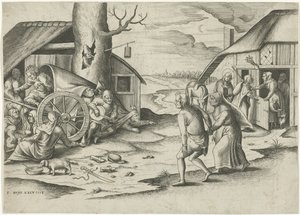 Maria en Jozef bij een herberg door Frans Huys