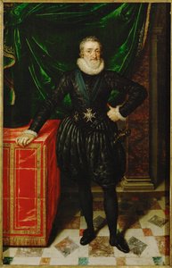 Henri IV, koning van Frankrijk, in zwarte hofgewaden ... door Frans II Pourbus
