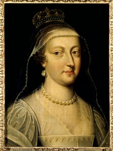 Portret van Anna van Oostenrijk (1601-1666), koningin van Frankrijk. Schilderij door Frans Pourbus de Jongere (Francois (Franz) Porbus)