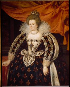 Portret van Marie de Medicis (1573 - 1642), vrouw van Hendrik IV en moeder van Lodewijk XIII door Frans II Pourbus