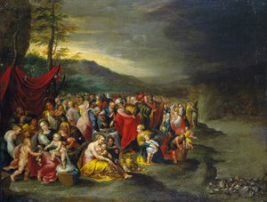 De doortocht door de Rode Zee - olieverf op koper uit de werkplaats van de Francken, Antwerpen door Frans II the Younger (workshop of) Francken