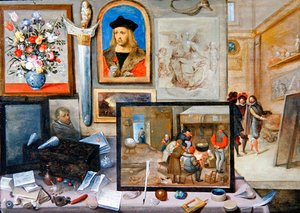 Het interieur van een kunstenaarsatelier door Frans II the Younger and workshop Francken