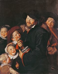 Man Vermaakt Kinderen met een Rummel
