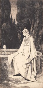 De prinses bij de fontein door Frans Schwartz