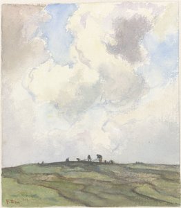 Boeten van netten op een grasveld achter de duinen