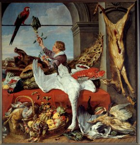 Interieur van kantoren Stilleven van wild, groenten. schilderij door Franz Snyders (1579-1657) 17e eeuw door Frans Snyders or Snijders