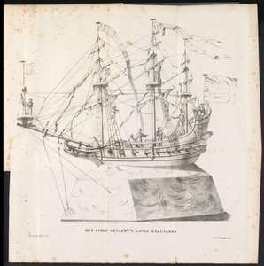 Schip als praalwagen in de optocht voor de Heilige Rombout, 1825 door Frans Vervloet