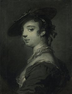 Portret van een jonge dame, buste-lengte door Frans van der Mijn