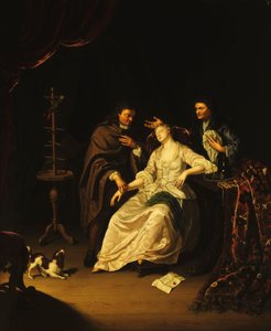 Een dokter die een flauwvallend meisje verzorgt, 1713 door Frans van the Younger Mieris