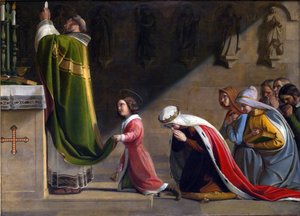 Sint Ludmila en Sint Wenceslaus tijdens de mis door Frantisek Tkadlik