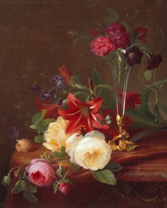 Schikking met bloemen en een vaas door Frants Diderik Boe