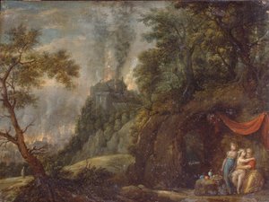 Lot en zijn dochters, 1720s door Franz Anton Hartmann