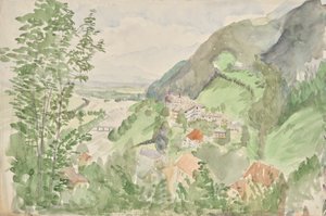 Rivierlandschap in de bergen met kasteel door Franz Barwig d. Ä.
