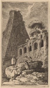De Piramide van Sesto bij de Poorten van St. Pauli in Rome door Franz Edmund Weirotter