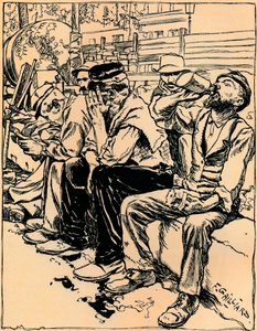 Arbeiders aan het diner, c1900 door Franz Gailliard