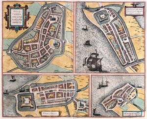 Bolsward, Stavoren, Harlingen en Hindeloopen, Nederland (gravure) door Franz Hogenberg