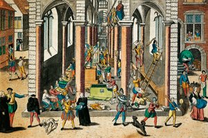 Vernietiging van relikwieën en beelden in kerken, april 1566, gravure door Franz Hogenberg, Godsdienstoorlogen, Frankrijk