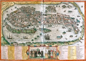 Plan van Venetië (Venetia), Italië door Franz Hogenberg