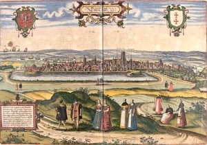 Uitzicht op Dantzig (Gedanum) (het huidige Gdansk), Polen door Franz Hogenberg