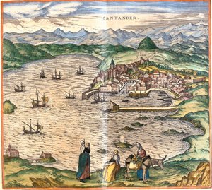 Gezicht op Santander, Spanje door Franz Hogenberg