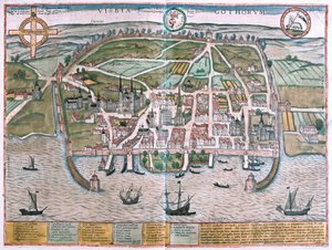 Visby, Gotland Eiland, Zweden (gravure)