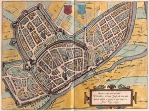 Wesel in Noordrijn-Westfalen, Duitsland (gravure) door Franz Hogenberg