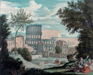 Het Colosseum met romantische figuren