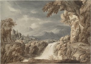 Heroïsch landschap met waterval, ca. 1790