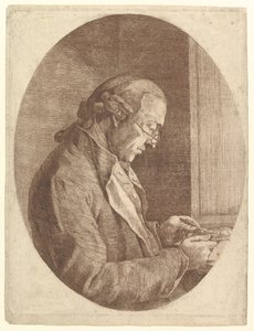 Portret van een kunstenaar die een miniatuurportret schetst door Franz Jakob Josef Ignatz von Predl