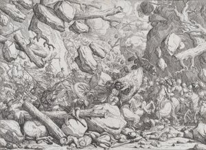 Maximiliaan Emanuel en het Beierse leger in een smalle pas in de Tirol door Franz Joachim Beich