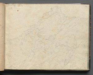 Album met gezichten op Rome en omgeving, landschapsstudies, pagina 04a: "Cervera". door Franz Johann Heinrich Nadorp