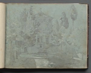 Album met uitzichten van Rome en omgeving, landschapsstudies, pagina 05a: "Saint Isidoro" door Franz Johann Heinrich Nadorp