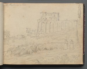 Album met Zichten van Rome en Omgeving, Landschapsstudies, pagina 07a: Villa Barberini in Rome door Franz Johann Heinrich Nadorp