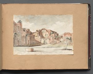 Album met uitzichten van Rome en omgeving, landschapsstudies, pagina 22a: "Terme di Diocleziano, Rome" door Franz Johann Heinrich Nadorp