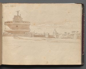 Album met uitzichten van Rome en omgeving, landschapsstudies, pagina 23a: Kasteel Sint Angelo, Rome door Franz Johann Heinrich Nadorp