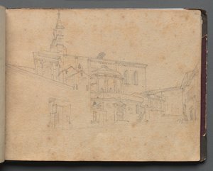 Album met Zichten van Rome en Omgeving, Landschapsstudies, pagina 26a: Romeins Architecturaal Zicht