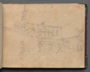 Album met uitzichten van Rome en omgeving, landschapsstudies, pagina 26a: Romeinse architectonische weergave door Franz Johann Heinrich Nadorp