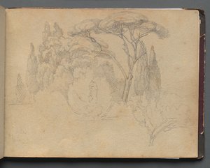 Album met uitzichten van Rome en omgeving, landschapsstudies, pagina 29a: Landschapsstudie door Franz Johann Heinrich Nadorp
