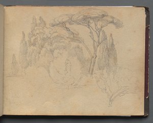 Album met uitzichten van Rome en omgeving, landschapsstudies, pagina 29a: Landschapsstudie door Franz Johann Heinrich Nadorp