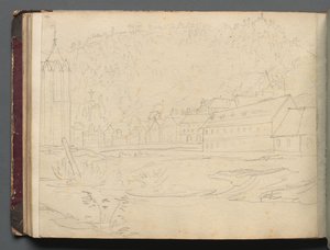 Album met uitzichten van Rome en omgeving, landschapsstudies, pagina 48b: Romeins landschap door Franz Johann Heinrich Nadorp