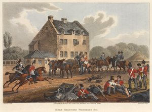 Hoofdkwartier Waterloo 1815, gegraveerd door M. Dubourg, 1819 door Franz Joseph Manskirch