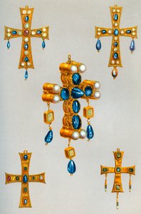 Gouden kruisen van een koning van de Goten, 7e eeuw, 1870 door Franz Kellerhoven