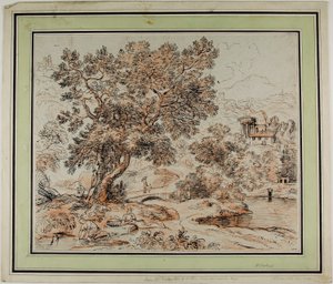Figuren in idyllisch Italiaans landschap door Franz Kobell