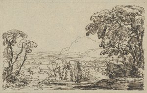 Landschap met vallei in de bergen