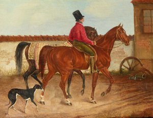 Ruiter die een paard leidt en hond (naar Franz Krüger) door Franz Krüger