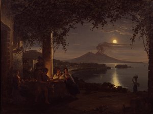 Maanverlichte Zicht op de Baai van Napels