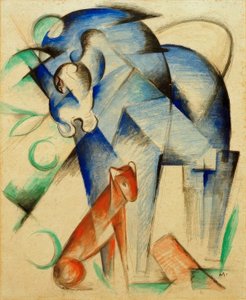 Fabeldieren (Blauw paard en rode hond)