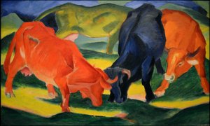 Vechtende koeien, 1911 door Franz Marc