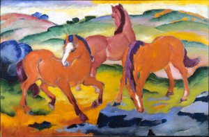 Grazende paarden IV door Franz Marc