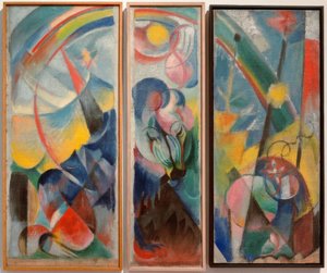 Landschap met regenboog door Franz Marc